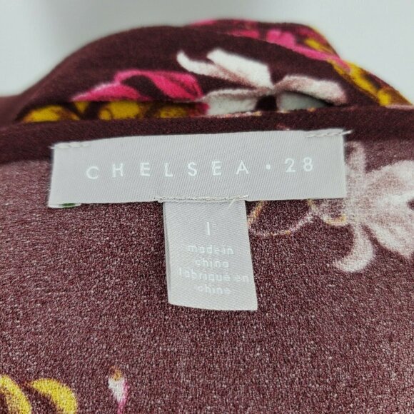 Chelsea28 Ruched Waist Minidress Burgundy Floral Size L NWOT‎ - Picture 8 of 9